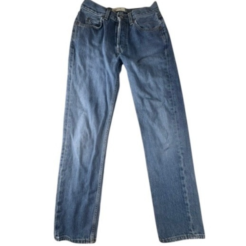 Gap Jeans Womens 26 Boy Fit Blue Denim Straight Leg Button Fly High Rise